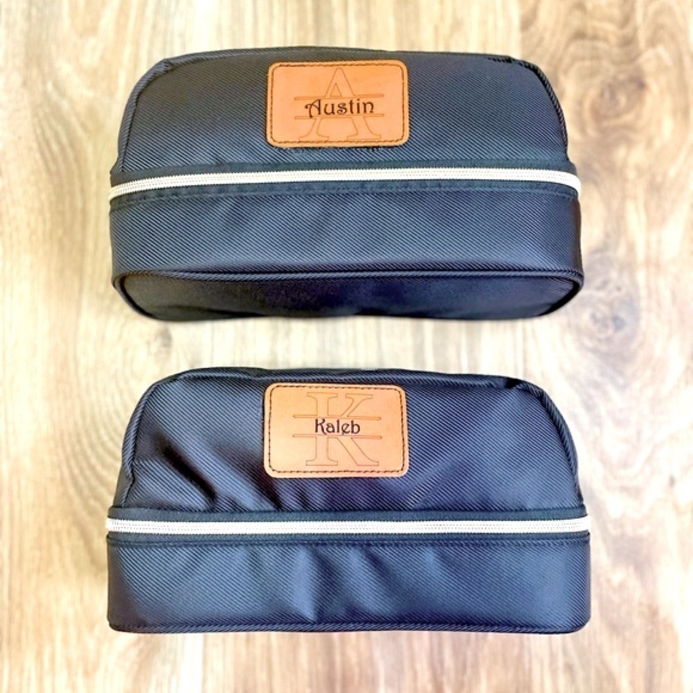 Personalized Men’s Toiletry Bag Black/Brown “Austin”